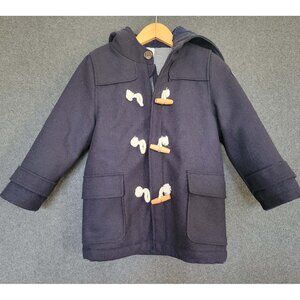 Petit Bateau Boys’ 3T Wool Classic Navy Toggle Sherpa Lined Duffle Hood Coat